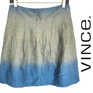 Vince Linen-Blend A-Line Skirt Blue Taupe, 4